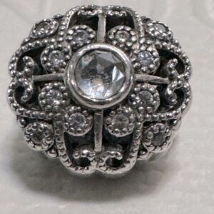 Authentic Pandora Sterling Silver Fairytale Bloom Clear CZ Charm
